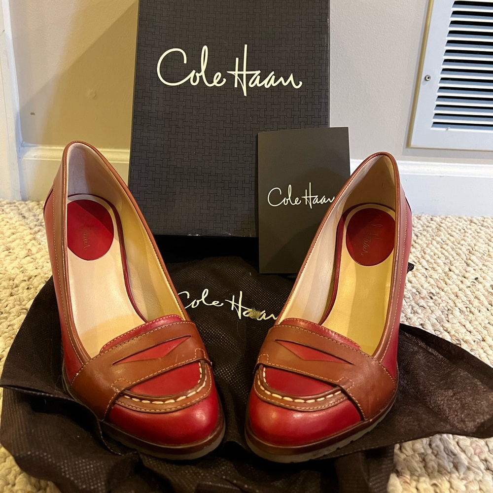 Cole Haan Penny Air Moc Pump - Red/Tan - 9.5B